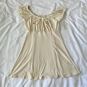 Francesca’s Emma Puff Sleeve Dress, M, Heather Oat